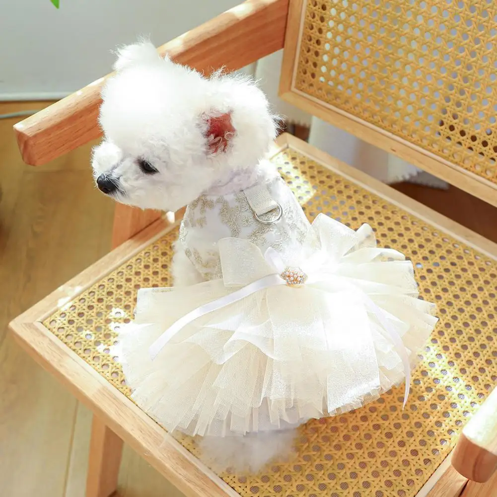 

Pet Dress Summer Hemming Embroidery Princess Dog Cat Wedding Dress Dog Cat Dress Up Puppy Party Skirt Dog Supplies