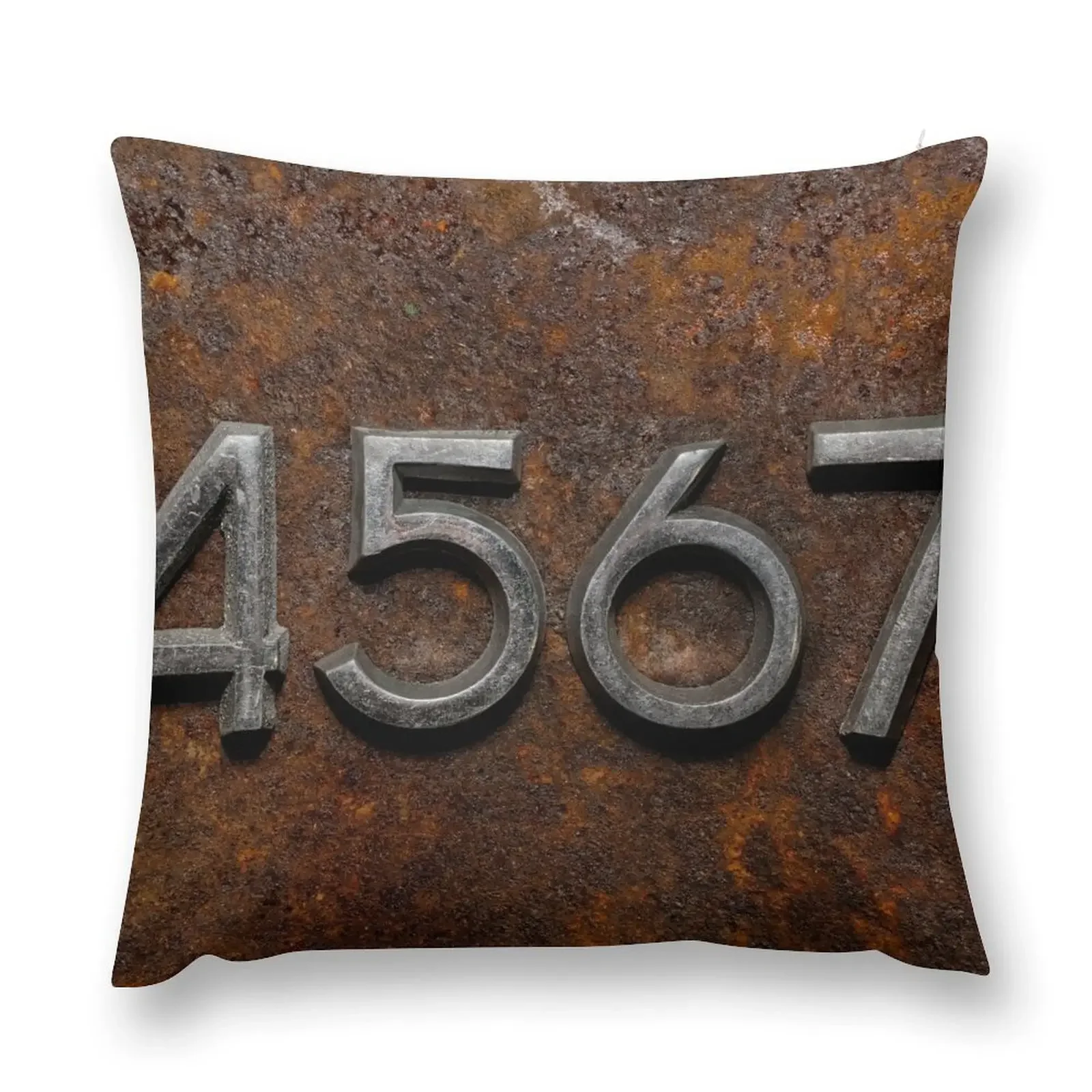 Row of metal digits on a rusty background Throw Pillow Decorative pillow case christmas pillowcases christmas supplies pillow