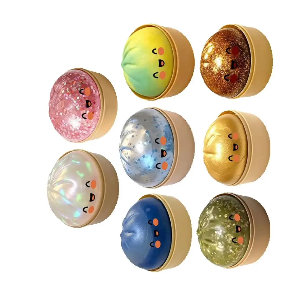 Premium Squishy Dampfbrötchen-Dumpling-Spielzeug, langsam aufsteigender Glitzer-Stressball, dehnbares Entspannungs-Fidget-Spielzeug, Schreibtisch- und Reisegeschenk ﻿