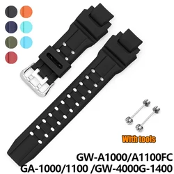 Strap for Casio G-SHOCK GA-1000/1100 GW-A1000/A1100/4000 G-1400 Men Sport Diving Waterproof TPU Silicone Watch Band Bracelet