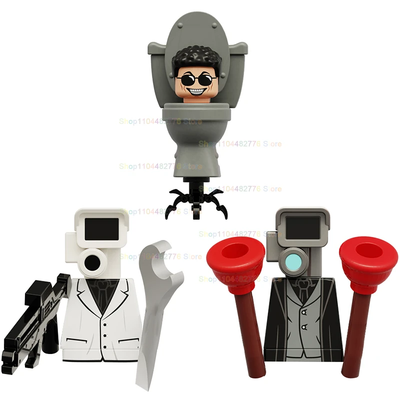 Anime Cartoon Bricks Skibidi Wc Model Baksteen Cameraman Wc Man Educatief Kinderen Monteren Figuur Bouwstenen Actie Speelgoed