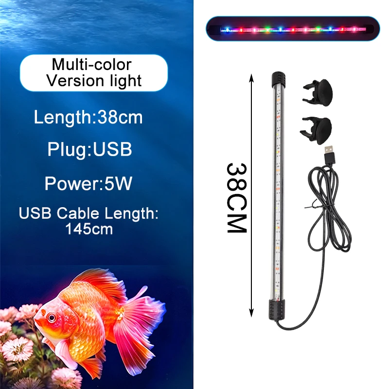 USB-Vollspektrum-Aquarium-LED-Streifenleuchte 18-58cm Wasserdichte Unterwasser-Aquariumlampe für Unterwasserpflanzenwachstum – Detail 14