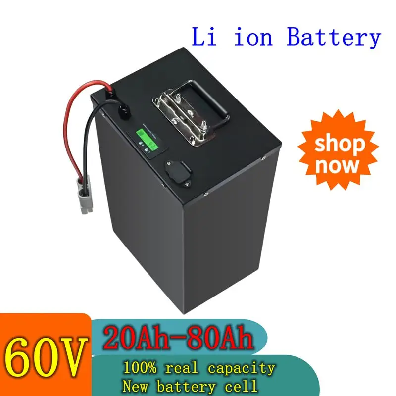 62.9 فولت 60 فولت 60 80 أمبير بطارية أيون الليثيوم BMS 16S 62.9 فولت 63 فولت بطارية ليثيوم أيون ل 3000 واط دراجة سكوتر دراجة ثلاثية العجلات دراجة نارية + شاحن 10A #1