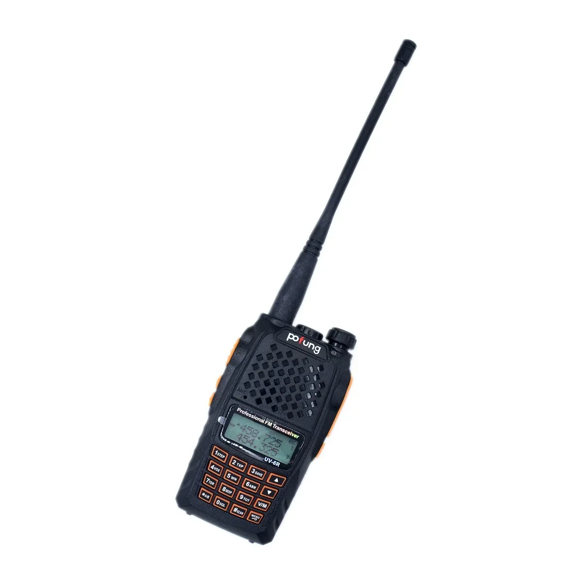 Intercomunicador Portátil Baofeng UV-6R Dual Band VHF UHF com Lanterna, Tela LCD, Teclado DTMF, Rádio FM e Fone de Ouvido PTT