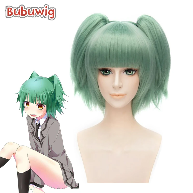 

Bubuwg Synthetic Hair Assassination Classroom Kayano Kaede Cosplay Ponytail Wig Women Short Turquoise Party Wigs Heat Resistant