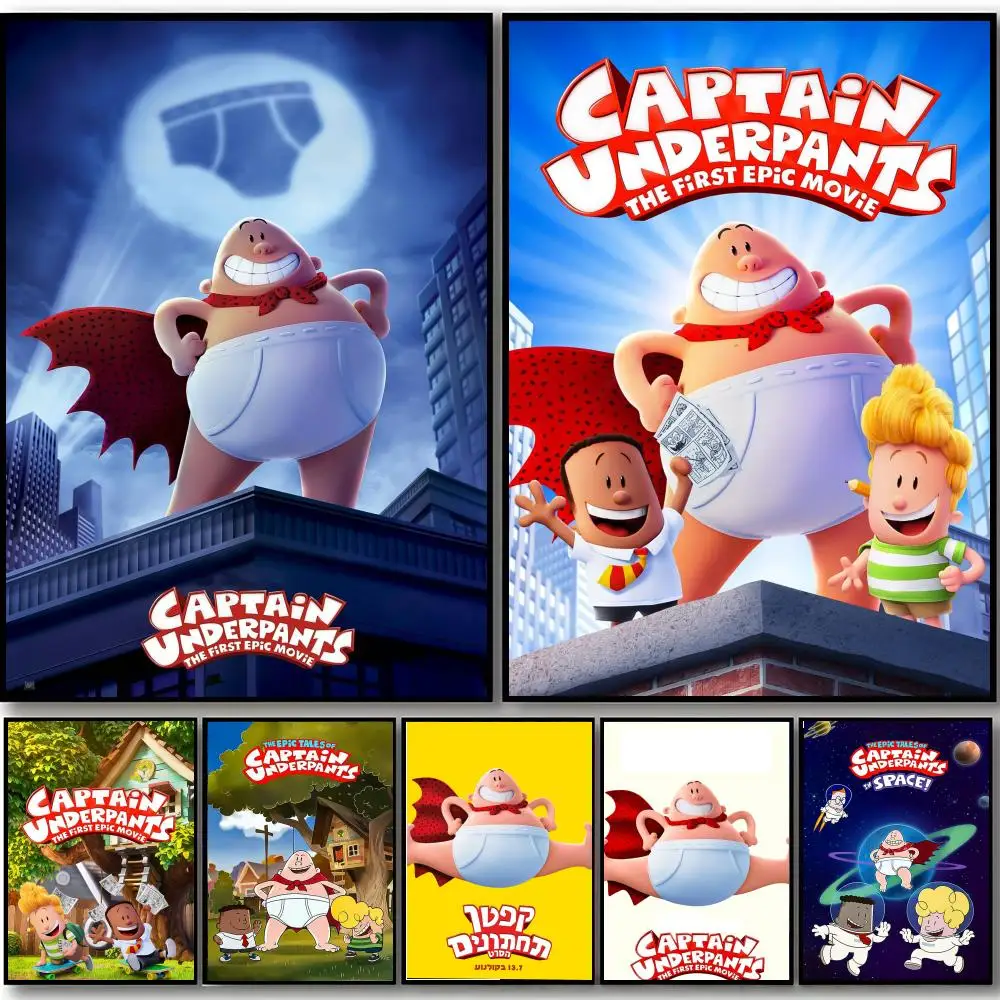 Funny Cartoon Movie C-Captain Underpants Poster HD art sticky wall waterproof home bedroom bar aesthetic decoration