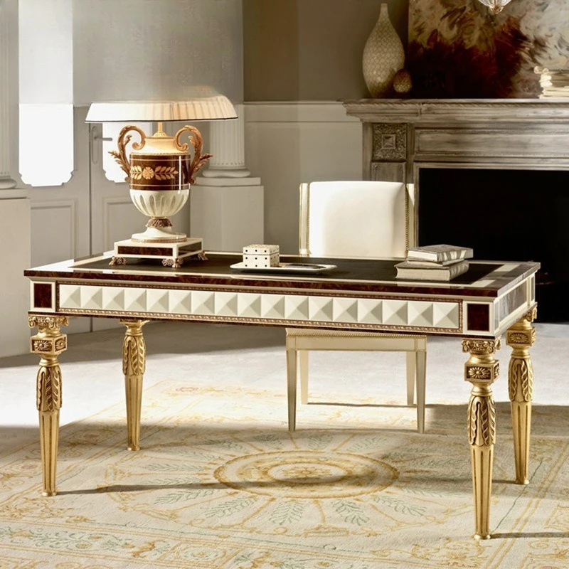 English birch desk and chair combination European neoclassical carved computer desk desk study furniture