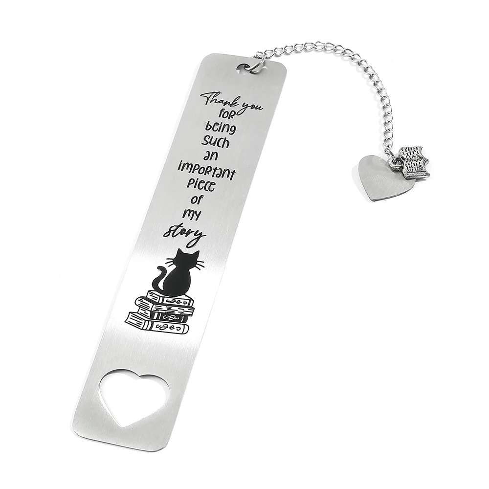 Metal Aço Inoxidável Amor Bookmark, Carta Leitura Bookmark, Material de aprendizagem, Padrão do presente do professor