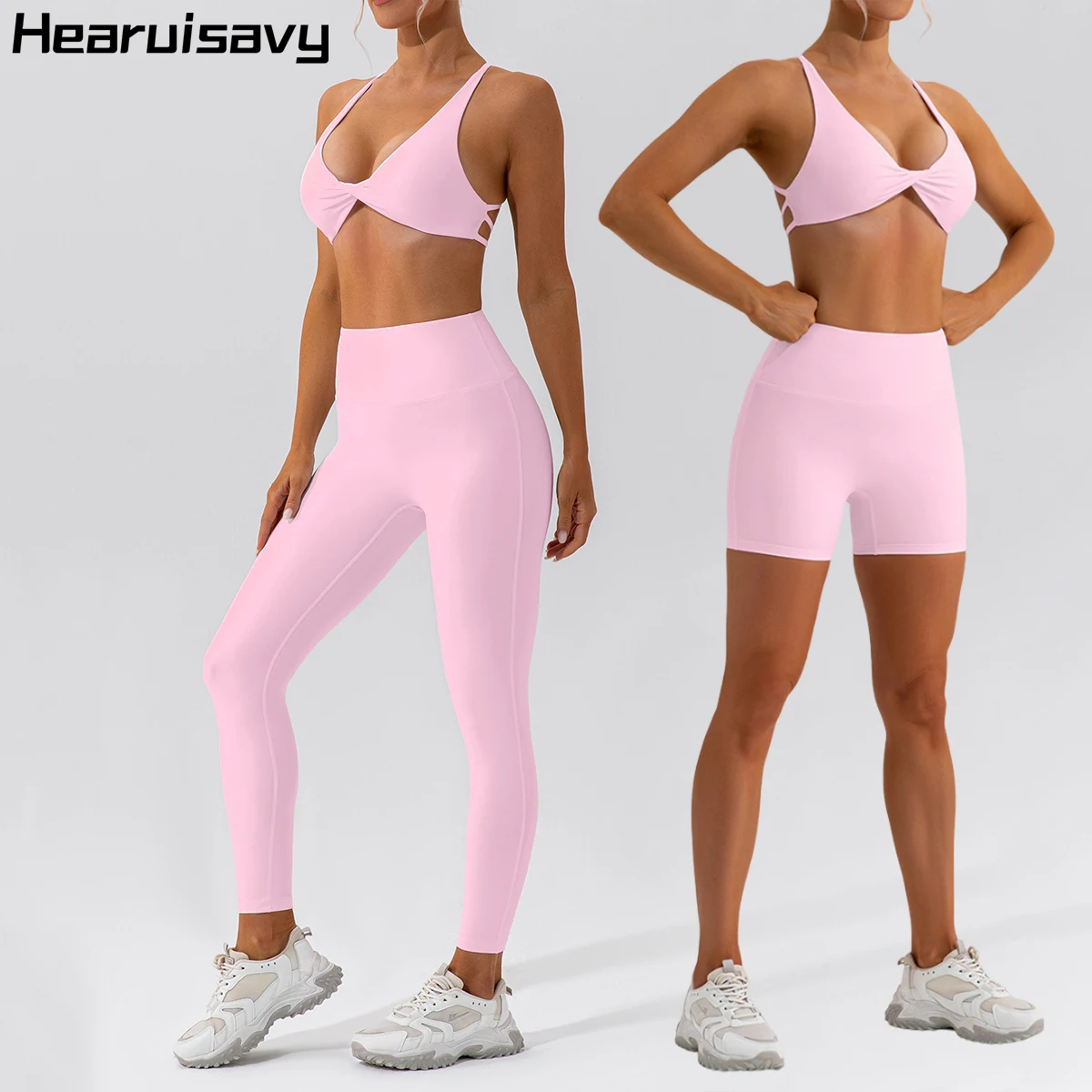 

Hearuisavy, спортивные комплекты из 2 предметов, женские леггинсы для спортзала, бюстгальтер для фитнеса с эффектом пуш-ап, костюм для йоги, брюки с высокой талией, дышащее мягкое нижнее белье для тренировок