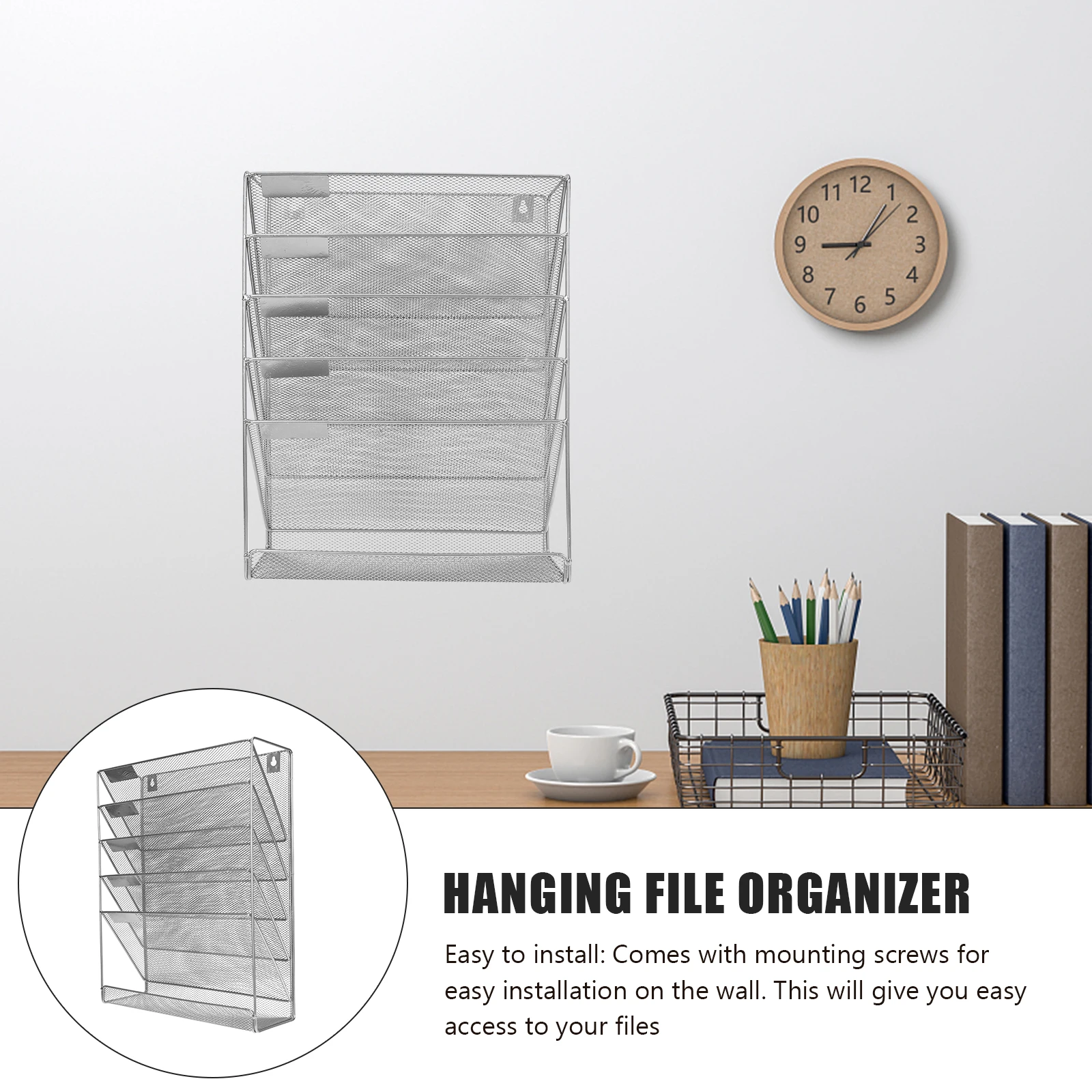 

Hanging Storage Wall-Mounted Holder Office Premium Metal Wall Organizer Multi-Layer Design For Home Office Hanging File