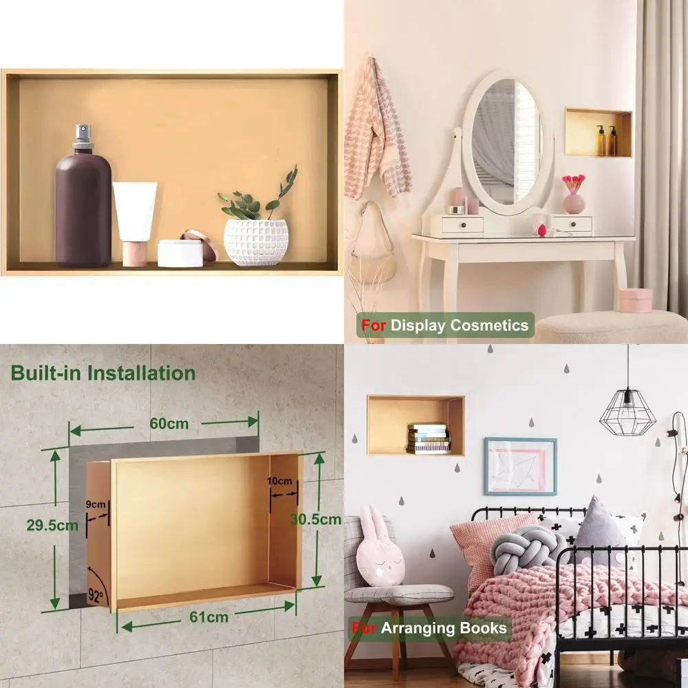 

Stainless Steel Shower Niche: Elegant Recessed Shelf Organizer for Bathroom Storage without Tiles