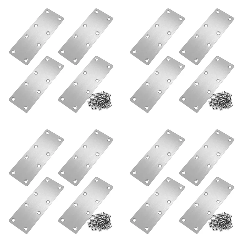 

ABUH-16 шт. прямой кронштейн, плоская ремонтная пластина, скоба из нержавеющей стали с винтами для мебели, деревянной двери, дерева