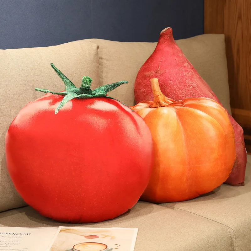 Realistic Vegetable Plush Toy Lifelike Tomatoes Broccoli Soft Stuffed Pillow Creative Room Decor Potato Carrot Pumpkin Cushion