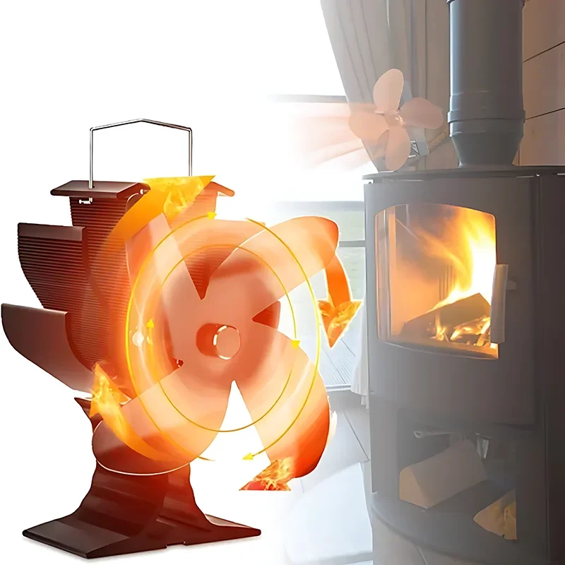 Fireplace Mini Fireplace Fan Thermodynamic Fireplace Fan Silent Six Blade Warmth Fan Home Winter Warmth Distribution