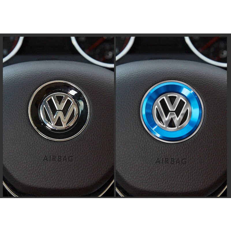 Car Steering Wheel Auto Emblem Sticker Accessories For Volkswagen GTI R-Line R Polo T5 Golf Passat Scirocco Jetta Arteon Sagitar