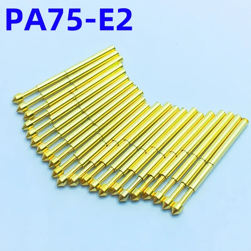 100 Uds PA75-E2 sonda de prueba de resorte PA75-E Pin de prueba PCBTest herramienta 17,0mm de diámetro 1,02mm punta de aguja dorada diámetro 1,30mm Pogo Pin P75-E P75-E2