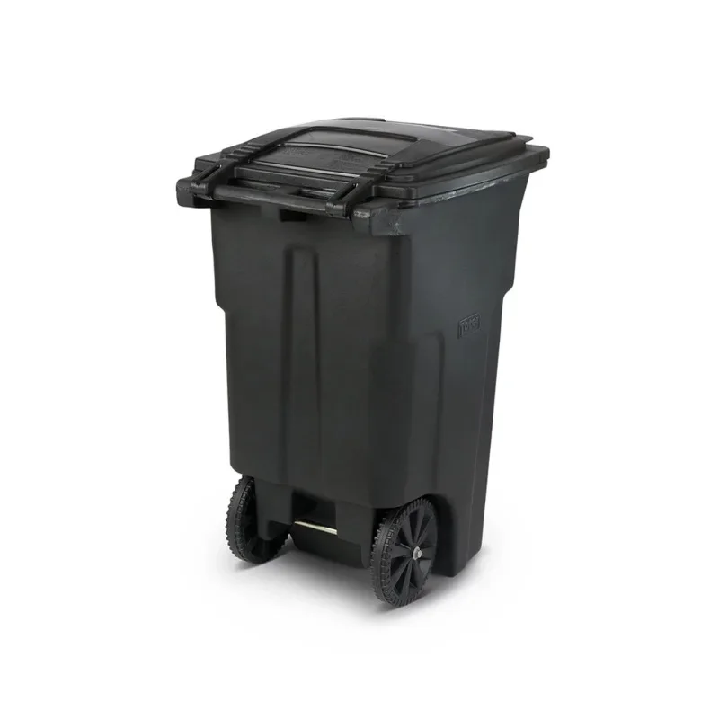 Toter 64 Gallon Black Garbage Can with Wheels and Lid Compost Bin Outdoor