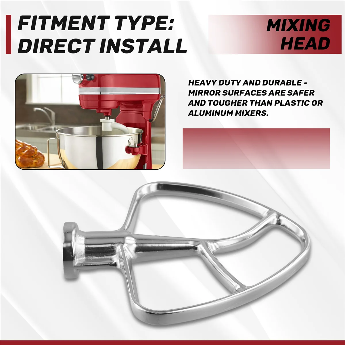 

Good Stainless Steel Flat Beater for Kitchen Aid 4.5 Qt - 5 Qt Tilt-Stand Mixer Attachments for Kitchen Baking Accessory