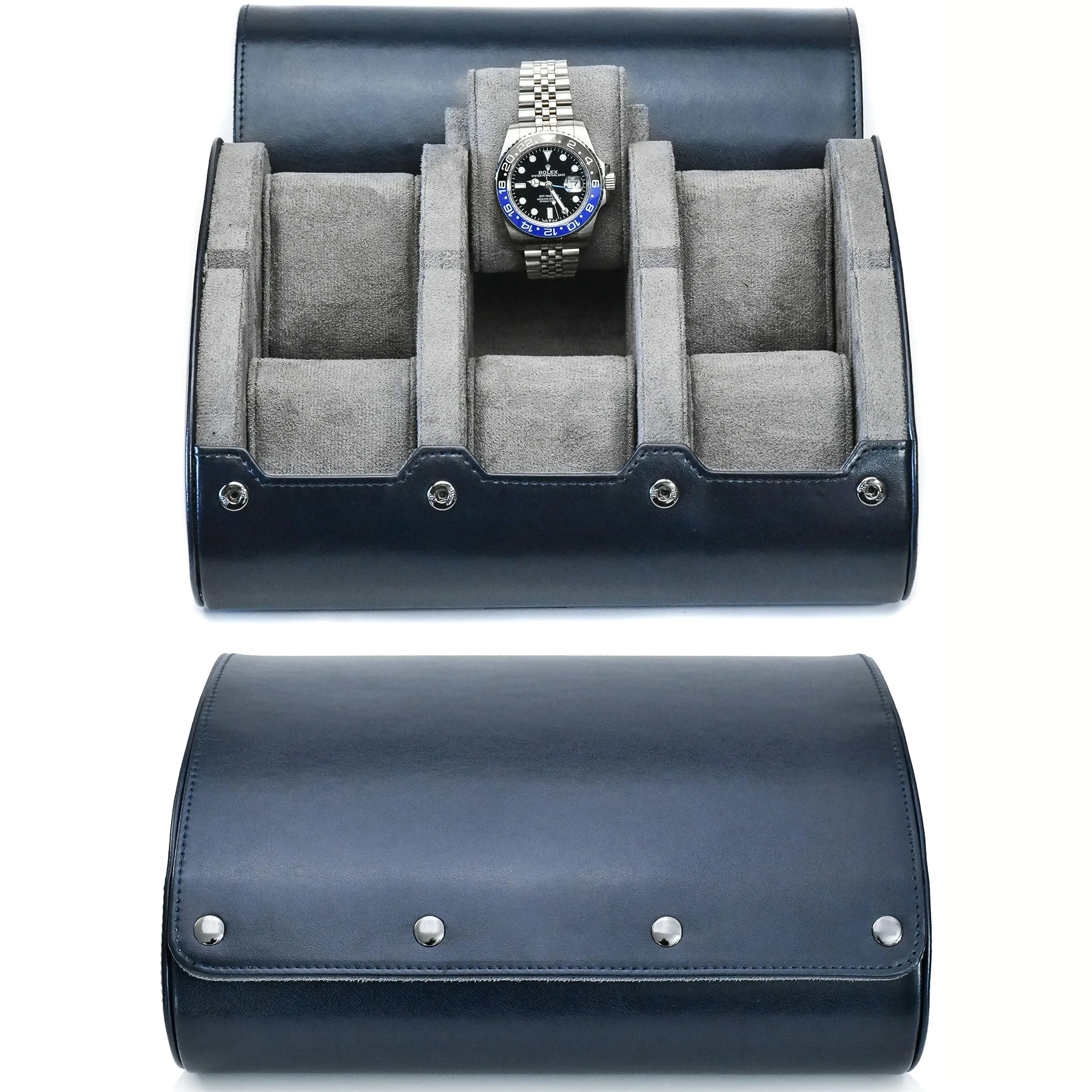 Bekijk reisetui, 6-slot horlogerol reisetui organisator display - PU lederen horlogekast - horloge-organizer voor heren en dames