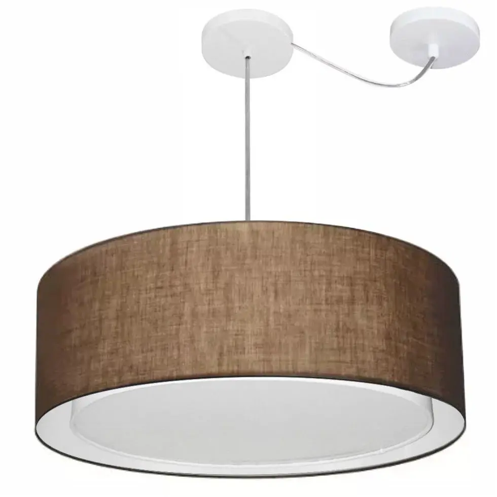 60x25cm Coffee-Bivolt Cilhydric Pendant with Deviation Md-4317 Dome Fabric Chandelier