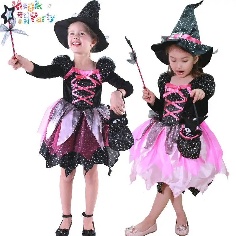 Disfraz de Halloween para Niñas, Disfraz de Bruja para Cosplay, Actuaciones y Fiestas de Disfraces, Falda de Princesa Bruja, Traje de Brujita para Actuaciones con...