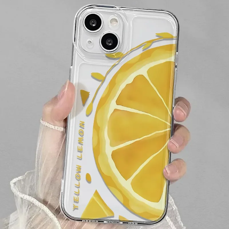 New Simplicity  Half Lemon  For iPhone15141312 11Pro lax XR XS Max78 Plus 12 Mini 13MiniY2K Creativity Anti fall soft phone case