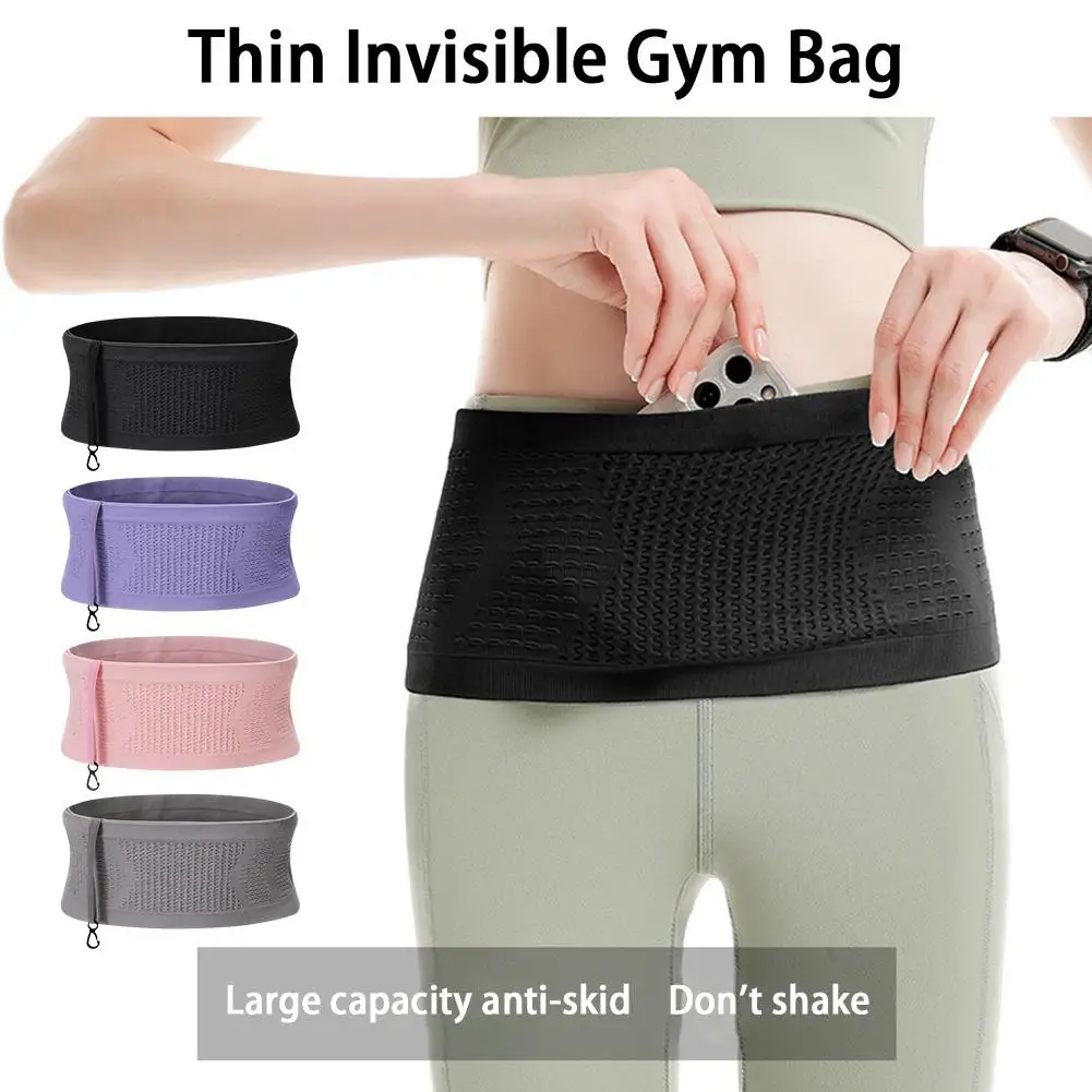 Seamless Invisible Running Waist Belt Bag Unisex Sports Fanny Pack Mobile Phone Bag Gym Running Fitness Jogging Run Cycling Bag