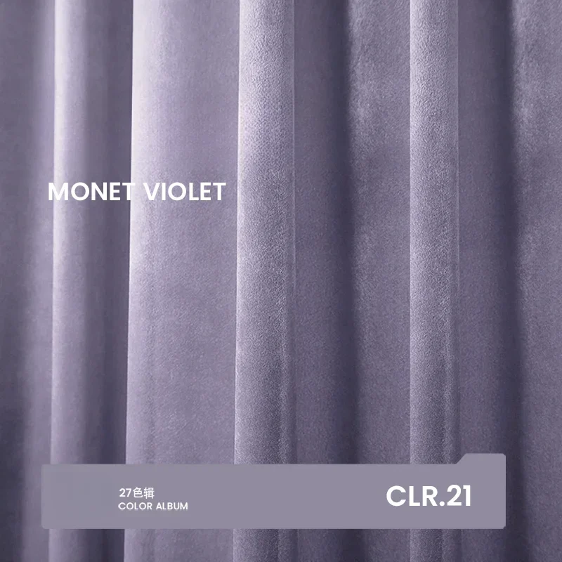 

Monet Purple Light Luxury Velvet Curtains Light Purple Simple Curtains for Living Dining Room Bedroom Blackout Velvet Custom