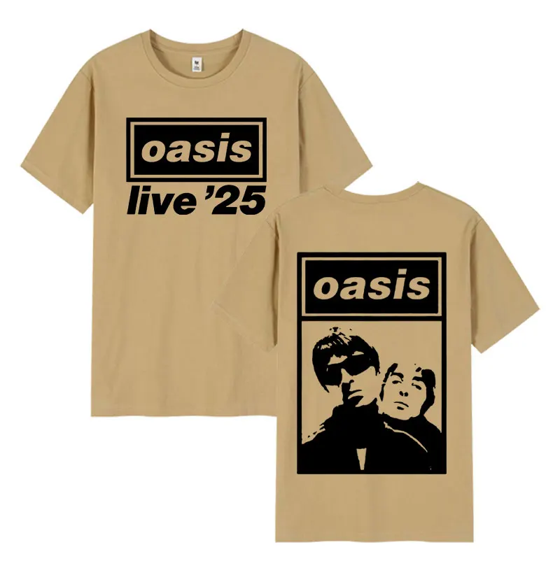 Rock Band O-Oasis Live 25 Tour T Shirts British Hip Hop Album Short Sleeve T-shirt Men's Retro Oversized Cotton Tees Streetwear