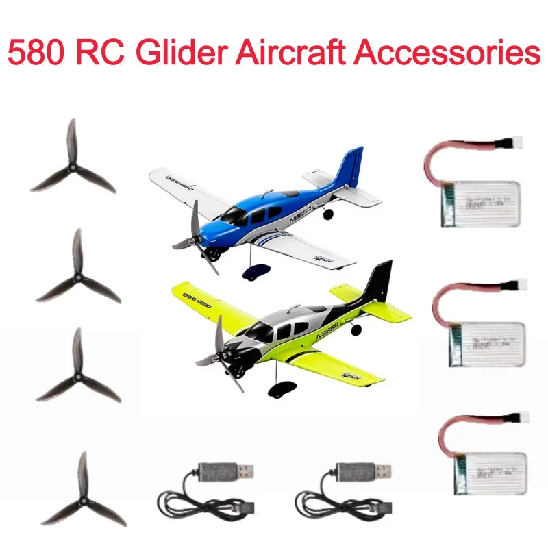 580 RC Plane Battery 3.7V 1000mAh Battery Propeller USB Line 580 Remote Control Plane Battery Accessories 580 RC Aircraft Toys