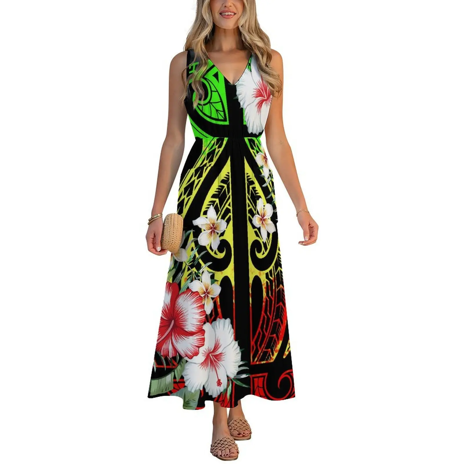 Vestido fijian com sexidade adicionada, tribo polinésia, vestido halter de festa personalizado com estampa de arte havaiana, roupas femininas elegantes