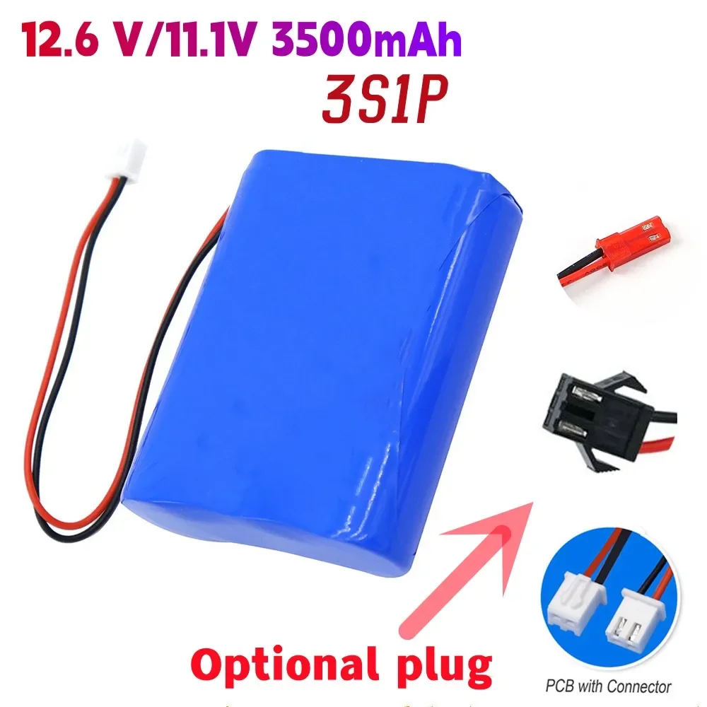 100% New 12V Battery 3S1P 12.6 V/11.1V 3500mAh 18650 Lithium Ion Battery Pack with 5A BMS for Backup Power Ups CCTV Camerar Etc