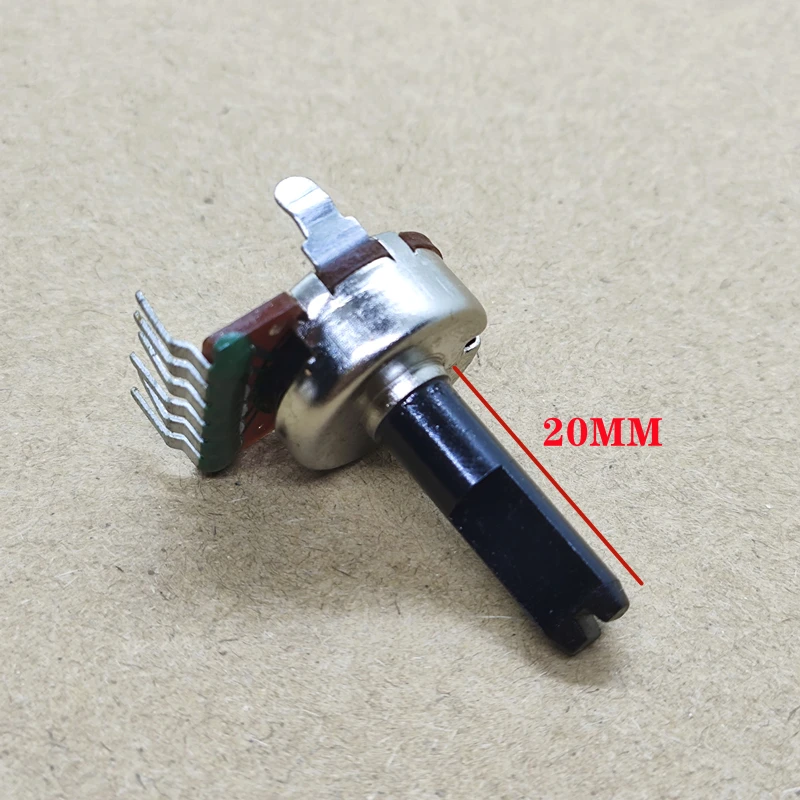 161 type, vertical dual single-row 6-pin potentiometer A20K audio power amplifier volume adjustment, half handle length 20MM