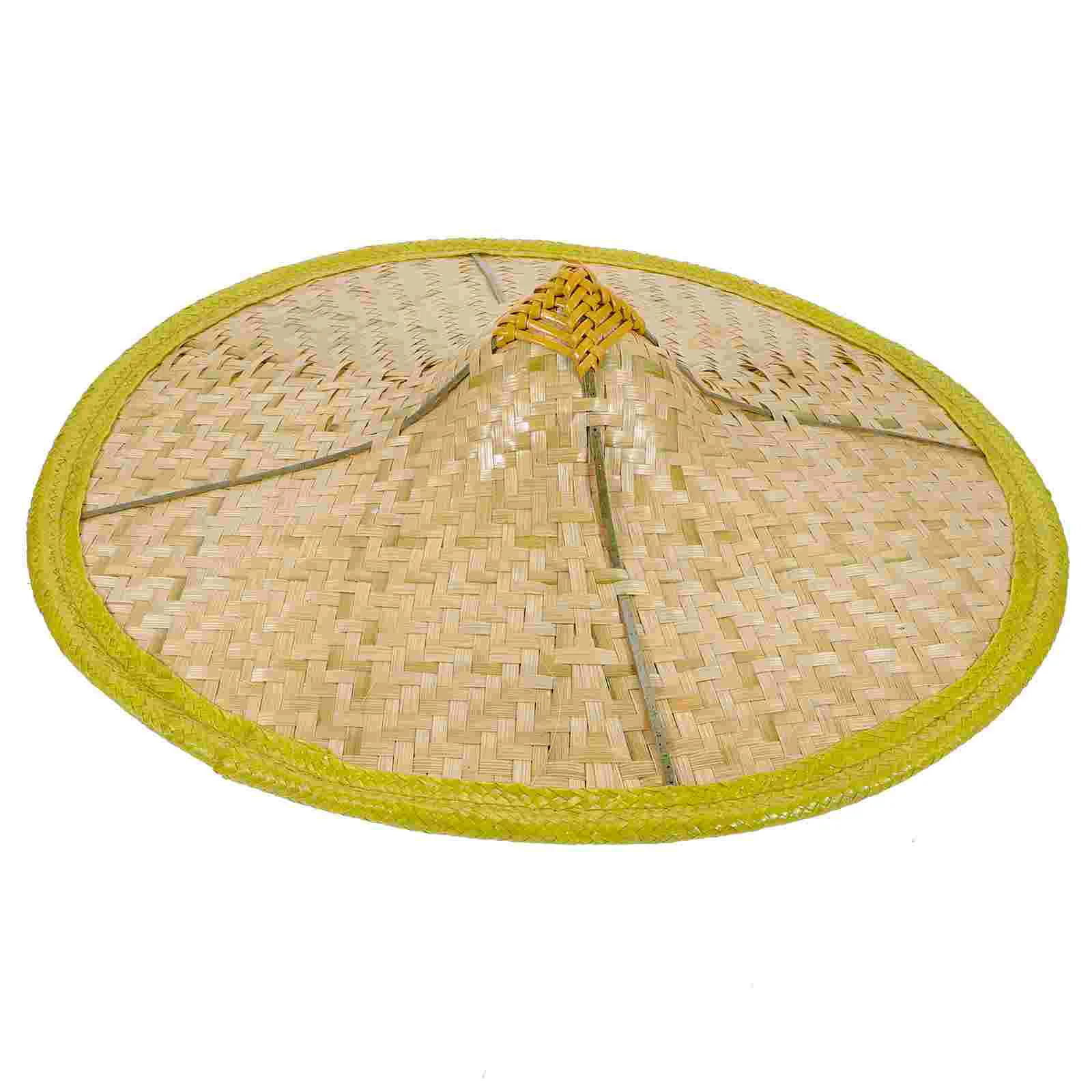 Bamboo Woven Hat Outdoor Rain-proof Bamboo Hat Rustic Oriental Bamboo Hat Fisherman Supply Chinese Bamboo Hat