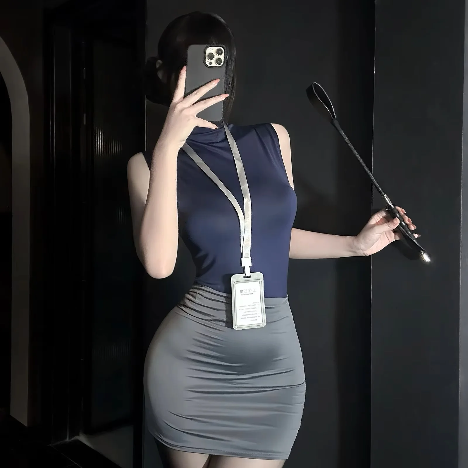 Sexy Mature Lady OL Professional Suit High Waist Elastic Fitted Bodycon Skirt Secretary Uniform Anime Role Play Casual Outfit view 3