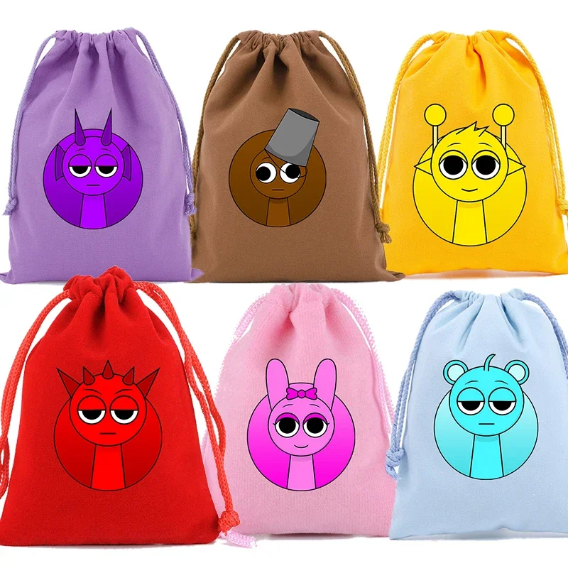 Sprunki Game Drawstring Gift Bag Cosmetic Bag Cartoon Anime Portable Storage Organize Bag Fabric Draw Pocket ToiletryBag Gift