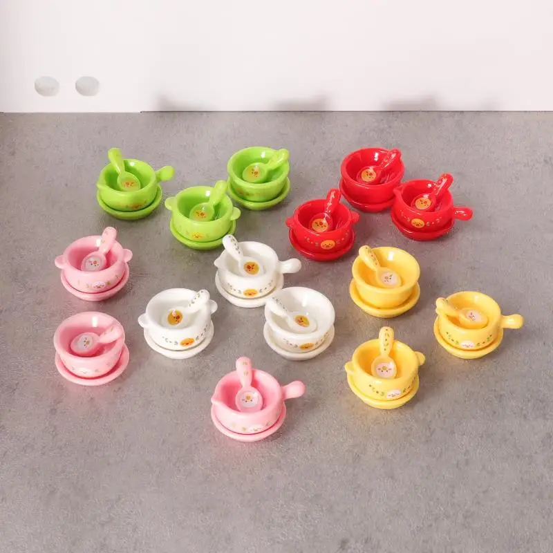 3Pcs 1/12 Dollhouse Mini Noodle Bowl Dish Plate Set Simulation Tableware for Doll House Scene Decoration Play Props