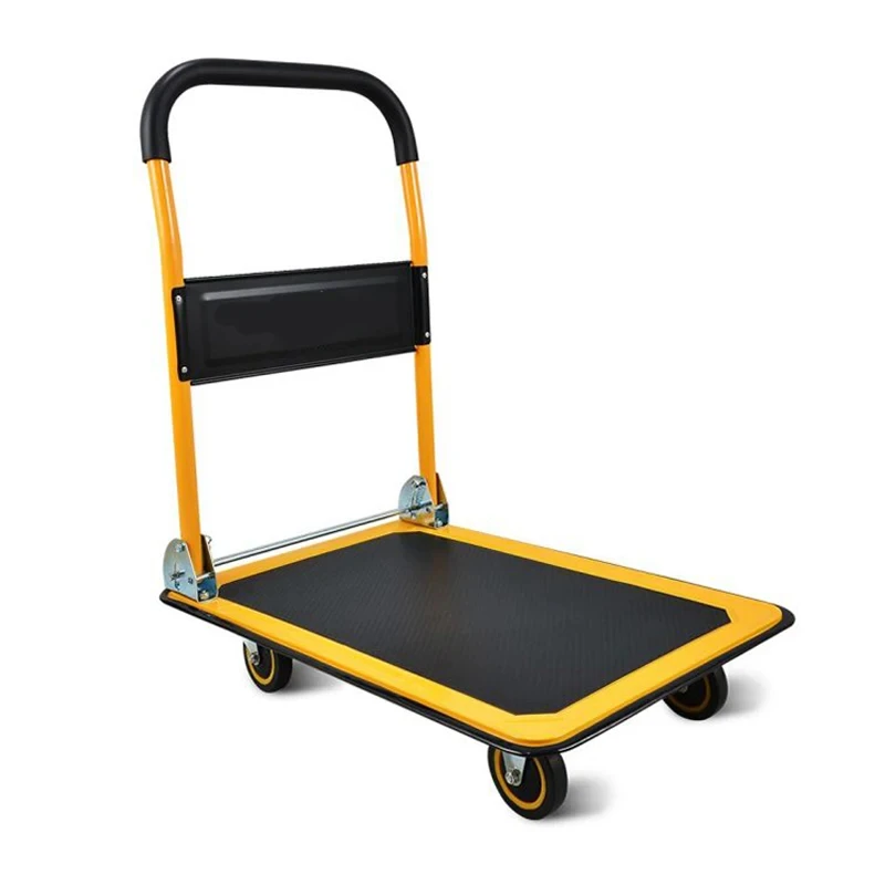 Wholesale Platform Portable Hand Truck Store Foldable Hand Trolley 4 Wheel Grocery Trolley Cart Heavy Duty