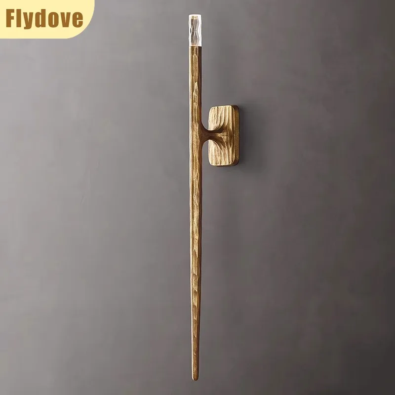 

Brass LED Antique Crystal Wall Lamp Creative Living Room Background Wall Changing Room Study Bedroom Bedside Decorative Light