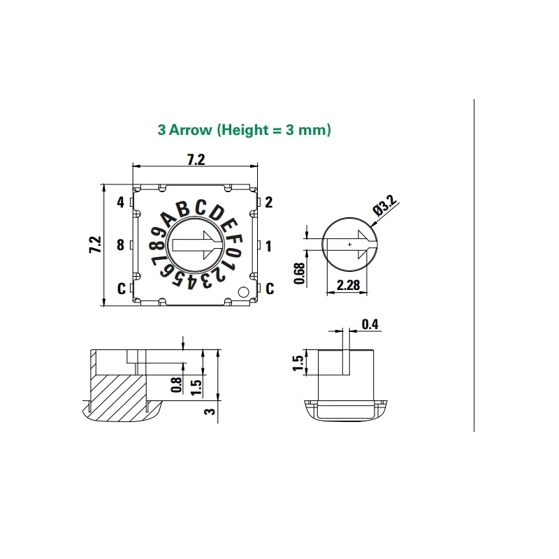 1 ชิ้น/ล็อต U.S.A. C & K RTF16R3JR 0-F/16 ตําแหน่ง ROTARY Dial รหัสสวิทช์ภายใน Patch 6-Pin พร้อมที่จับ 3 มม.