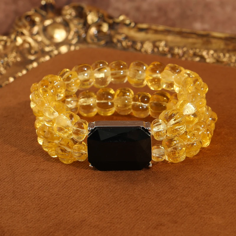 

Vintage Pumpkin Beaded Bracelets For Women Stretchy Charms Crystal Glass Black Zircon Halloween Luxury Designer Jewelry 2025 New