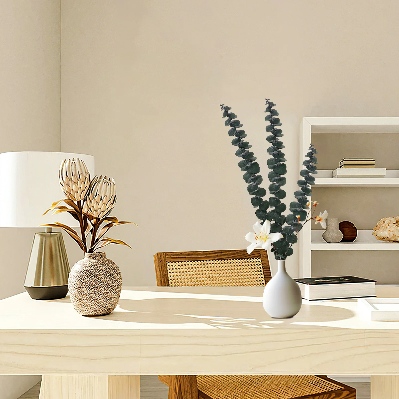 30 Peças de Folhas de Eucalipto, Ramos Florais Artesanais, Verde Natural, Decoração para Casamento, Casa e Escritório, Guirlanda de Eucalipto Seco