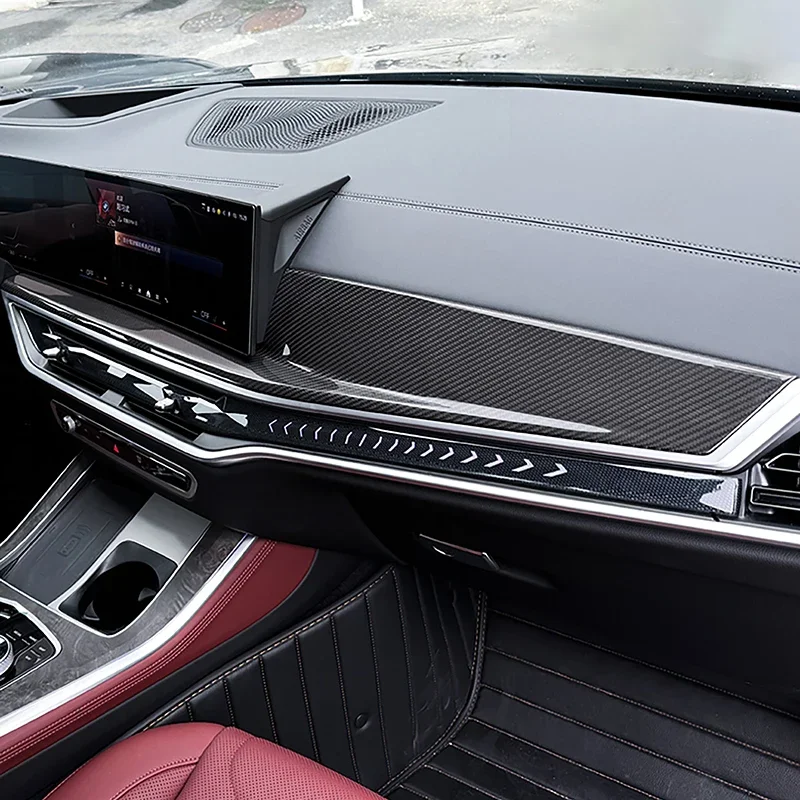 

Накладка на панель центральной консоли цвета углеродного волокна для BMW X5 X6 X7 G05 G06 G07 2024 2025 LHD, аксессуары для стайлинга салона автомобиля