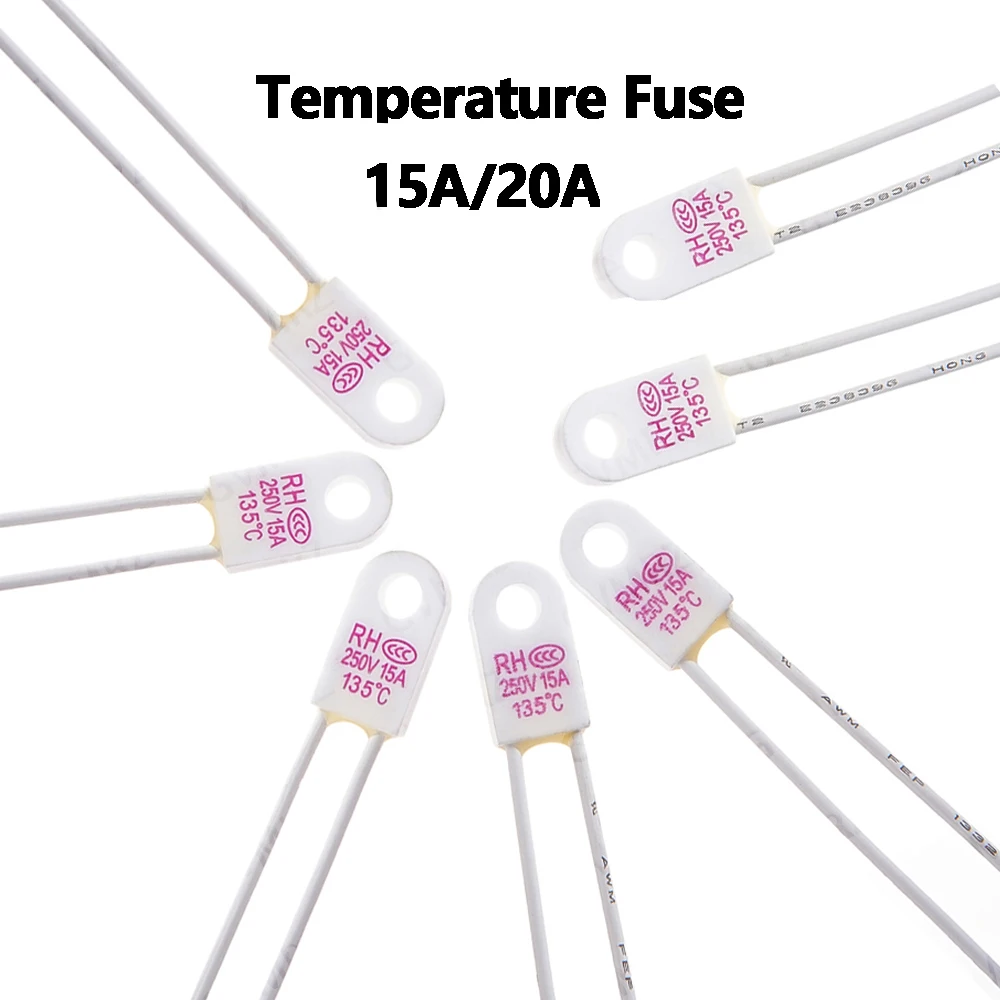 5PCS RH/Tf RH 135C RH 13 5Degree RH135 Temperature Fuse 15A 250V Thermal Links Over Temperature Protector 135C RH 250V Celsius