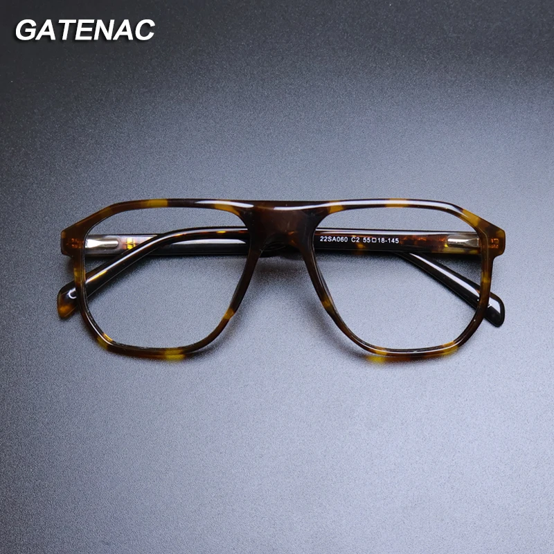 Gatenac Vintage Acetate Glasses Frame Men 2023 New Retro Prescription Myopia Eyeglasses Frame Women Quality Luxury Brand Eyewear