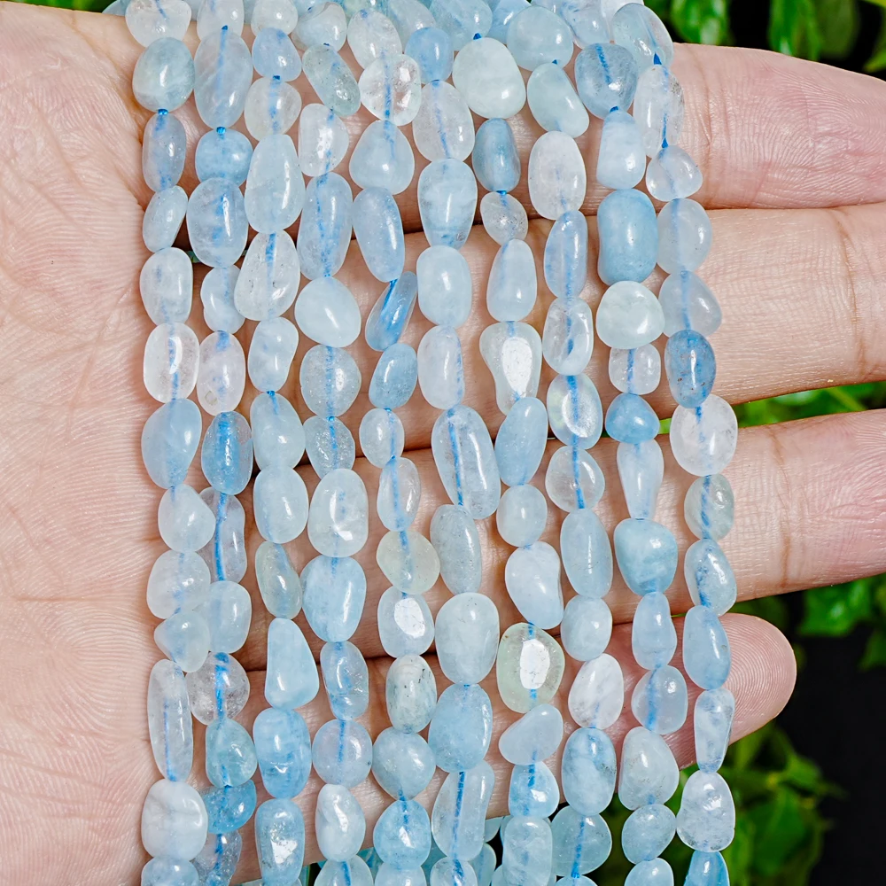 High Quality Natural Stone Aquamarine Biotite Inclusions Beads Light Blue Loose Beads For Jewelry Making DIY Bracelet Neckalce
