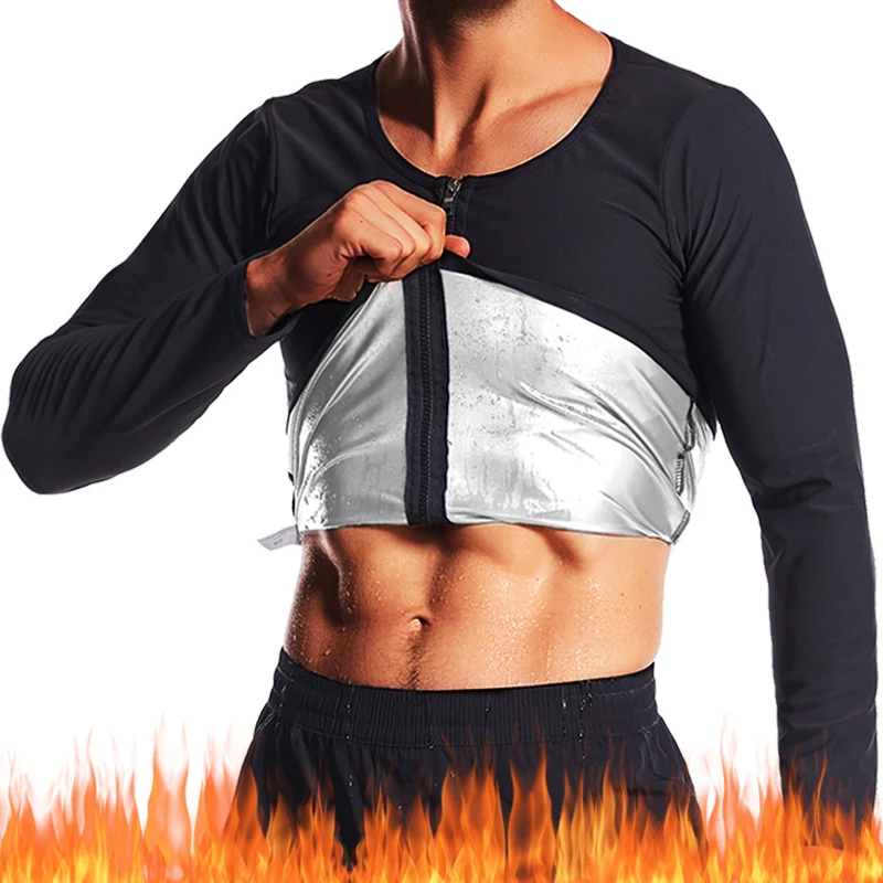 

Men Sauna Sweat Suit Shapewear Zipper Waist Trainer Weight Loss Tops Fat Burning Body Shaper Belly Trimmer Tummy Slimming Corset