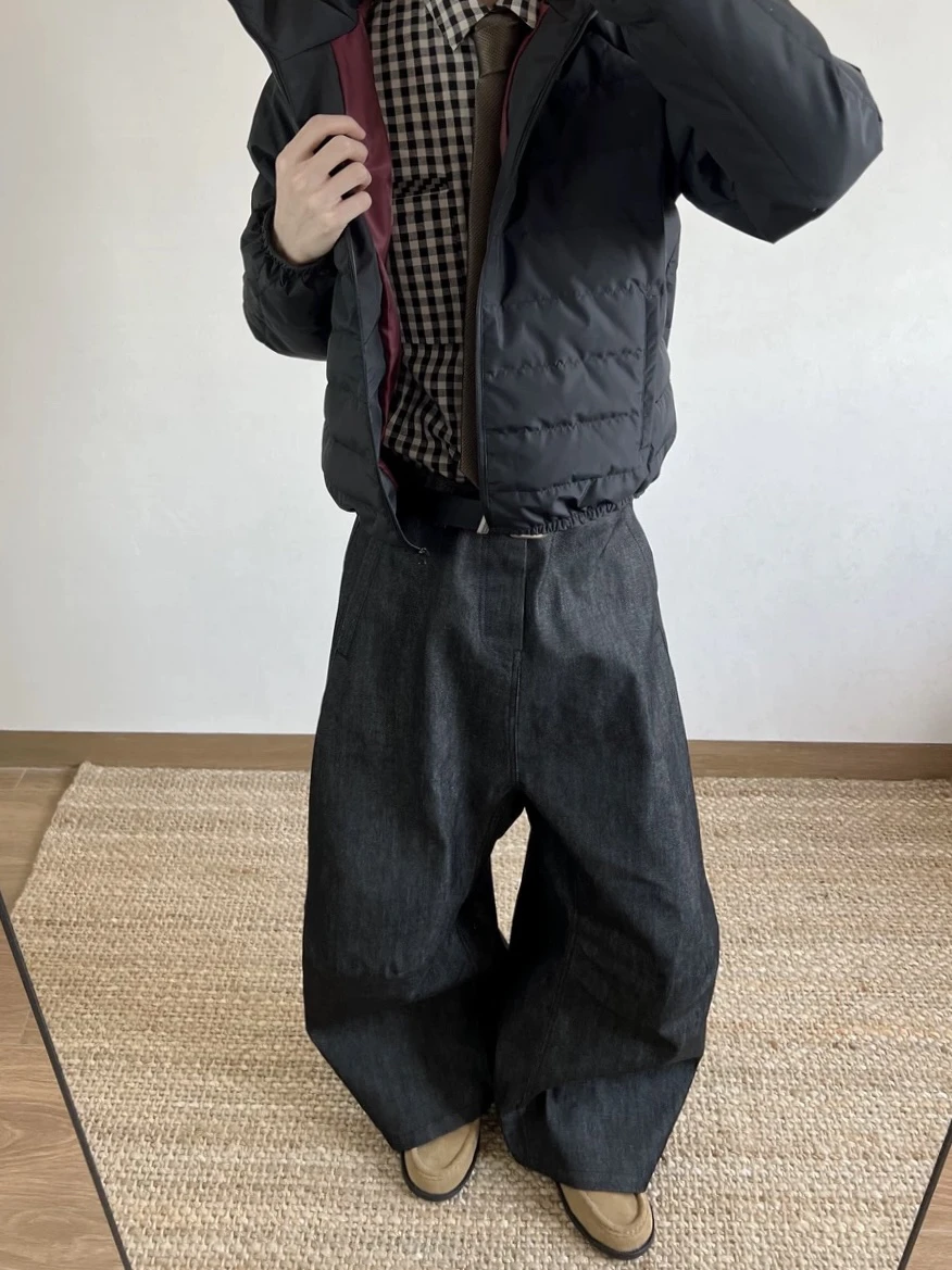 Cleanfit Amerikaanse High Street originele kleur denim losse pasvorm herenjeans Trendy casual rechte pijpen midden taille lange broek