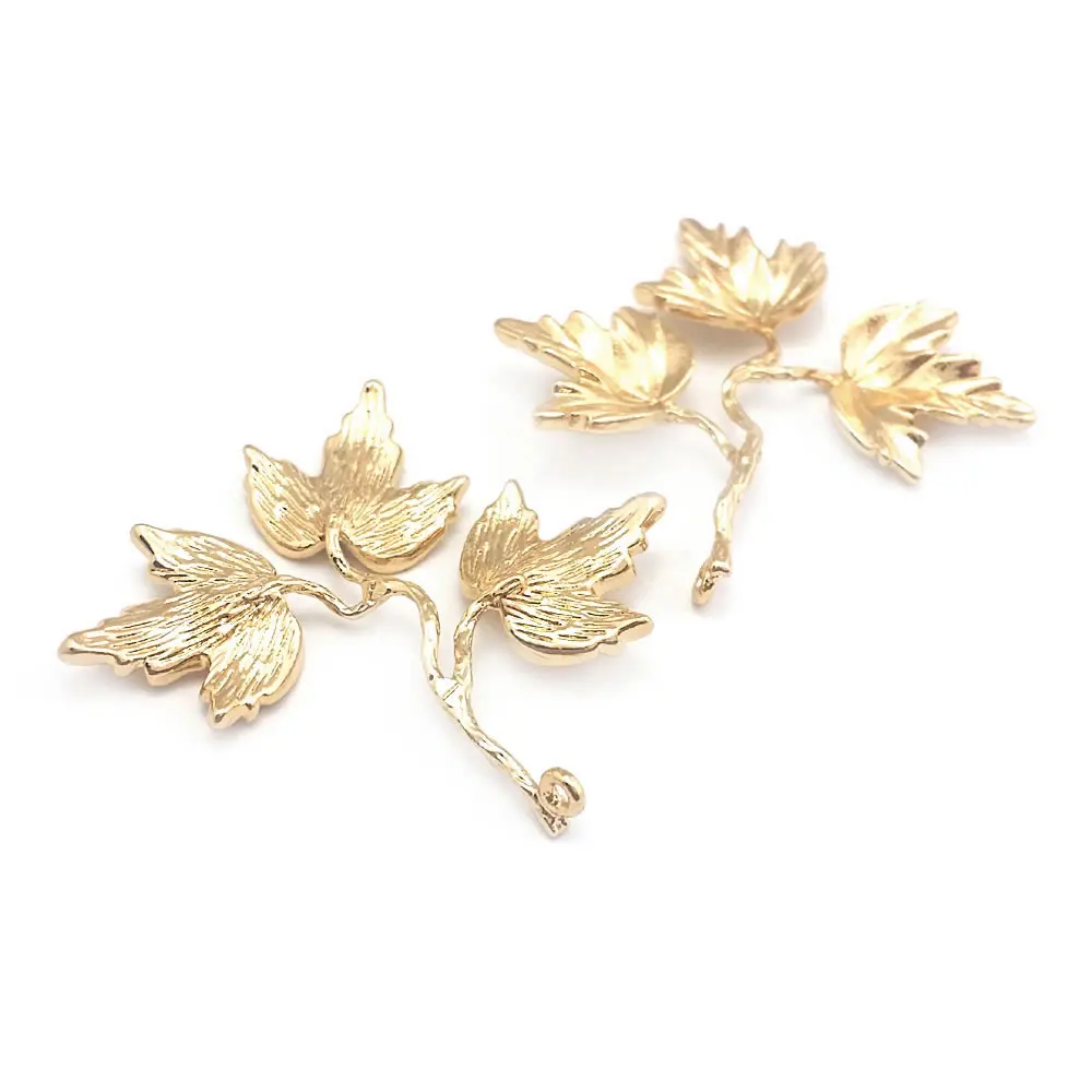 10PCS 35x41MM High Quality Champagne Gold Color Brass Maple Leaf Charms Pendants Jewelry Making Diy Findings Accessories