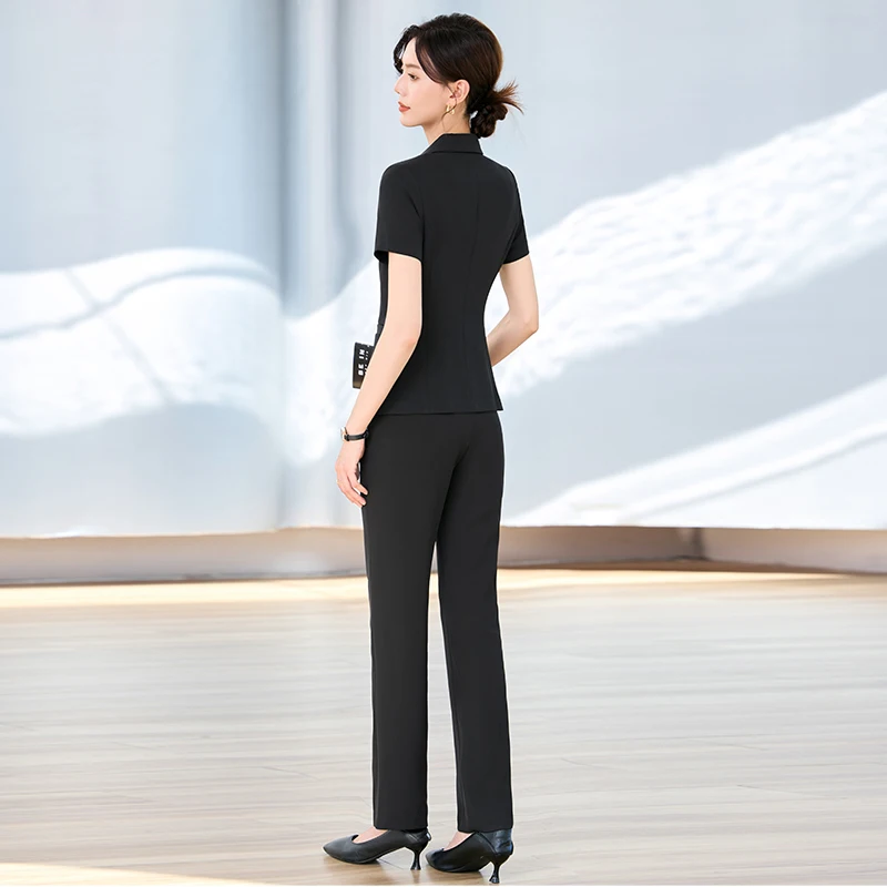 NAVIU Abito estivo da donna elegante Blazer e pantaloni Abbigliamento da lavoro Set di pantaloni da donna professionali per pendolarismo di fascia alta OL